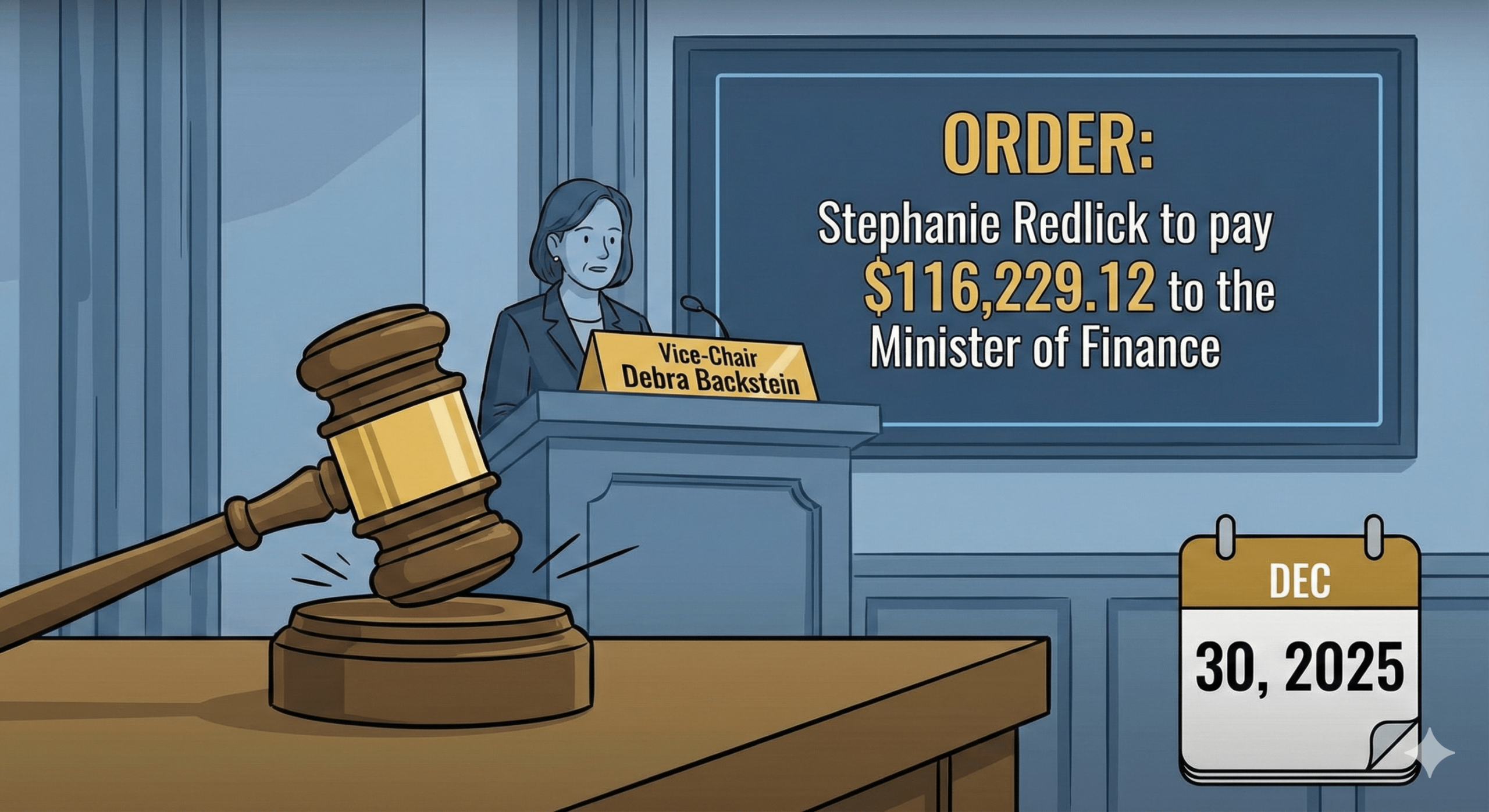 Vice-Chair Debra Backstein ordered Stephanie Redlick to pay $116,229.12